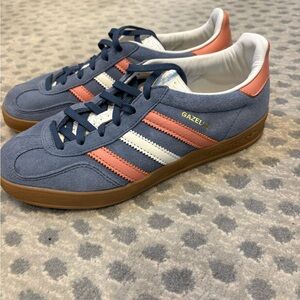 Adidas Gazelle Blue and Coral Sneakers